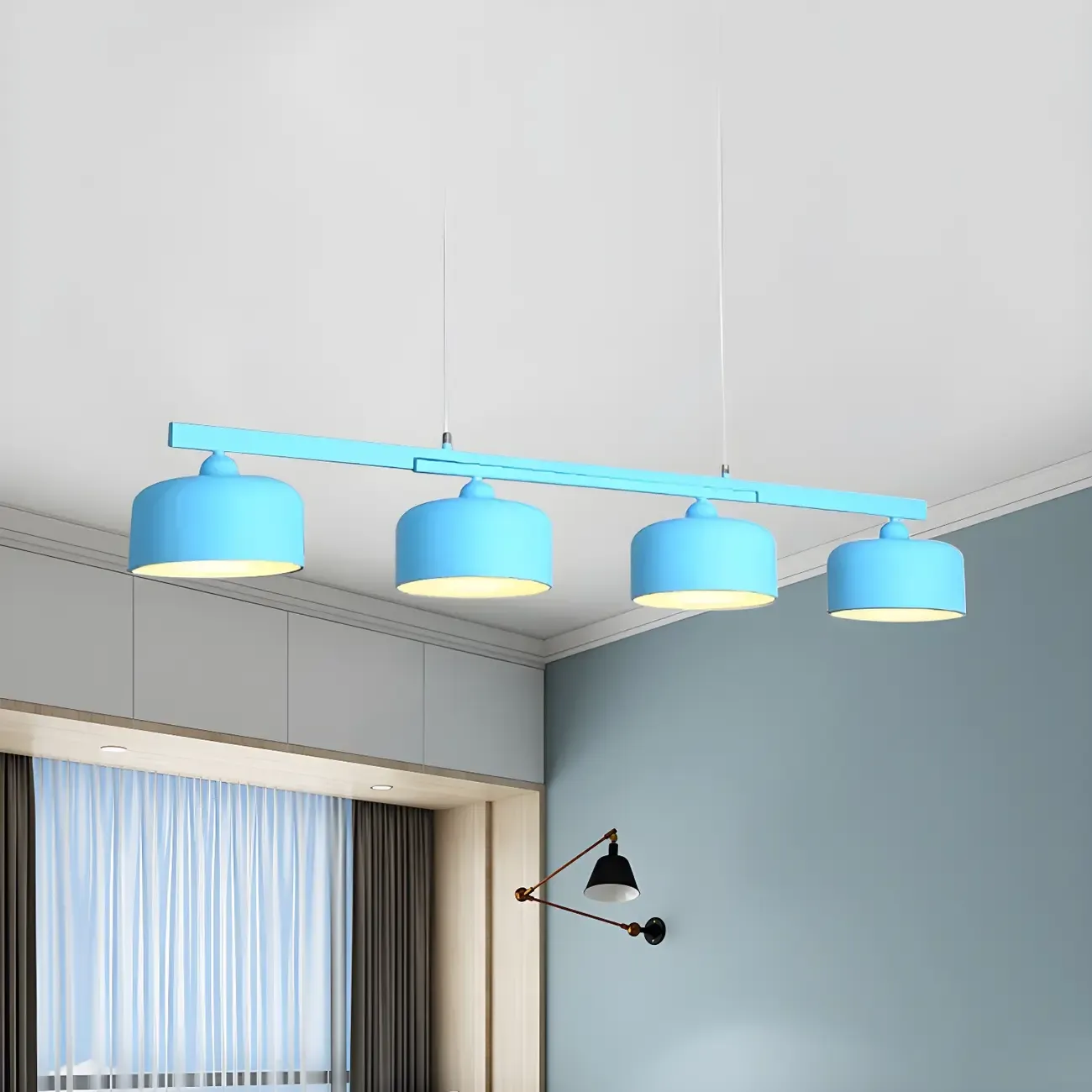Modern Metal Drum-Shaped Pendant Light for Kitchen Image - 13