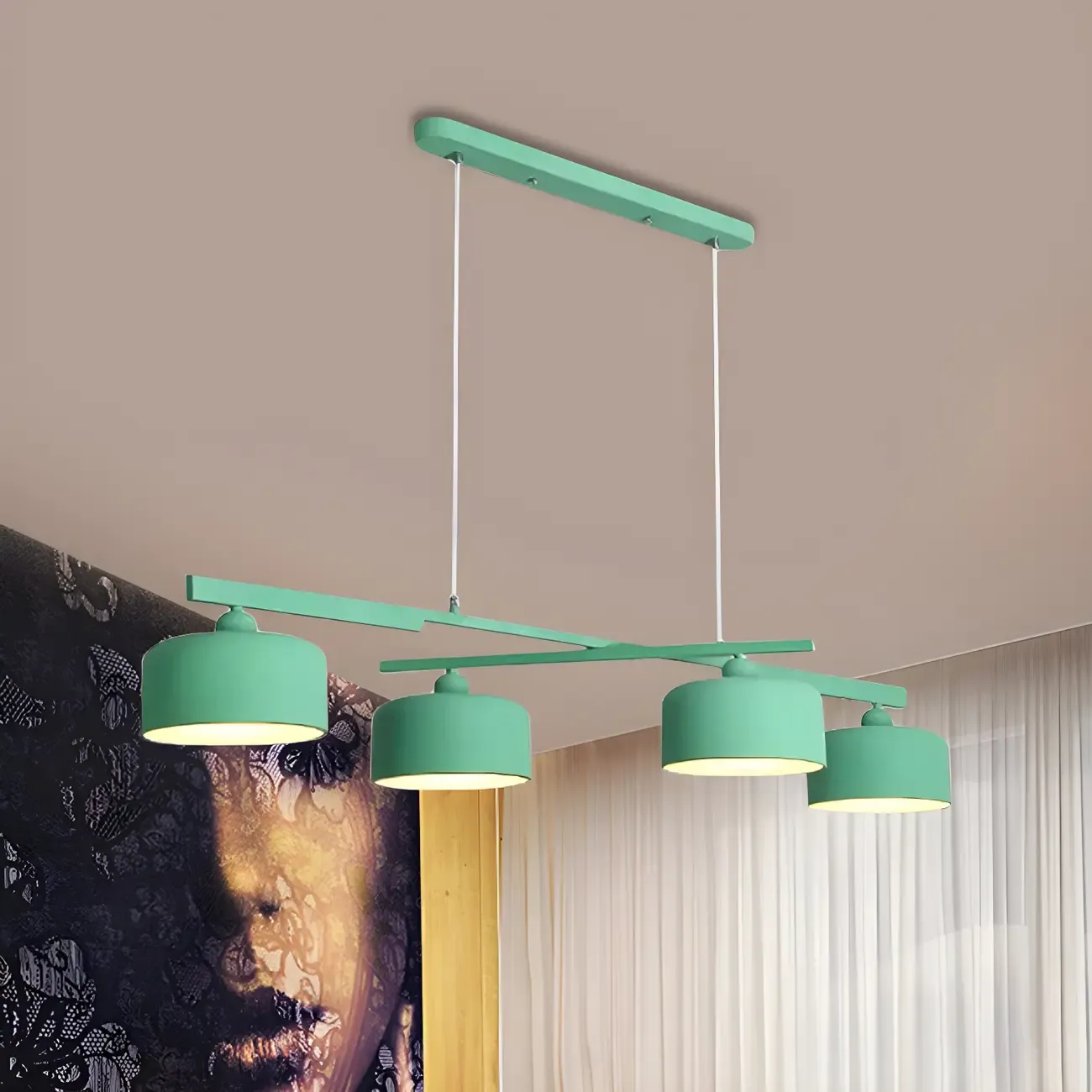 Modern Metal Drum-Shaped Pendant Light for Kitchen Image - 16