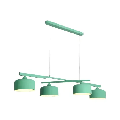 Modern Metal Drum-Shaped Pendant Light for Kitchen Image - 19