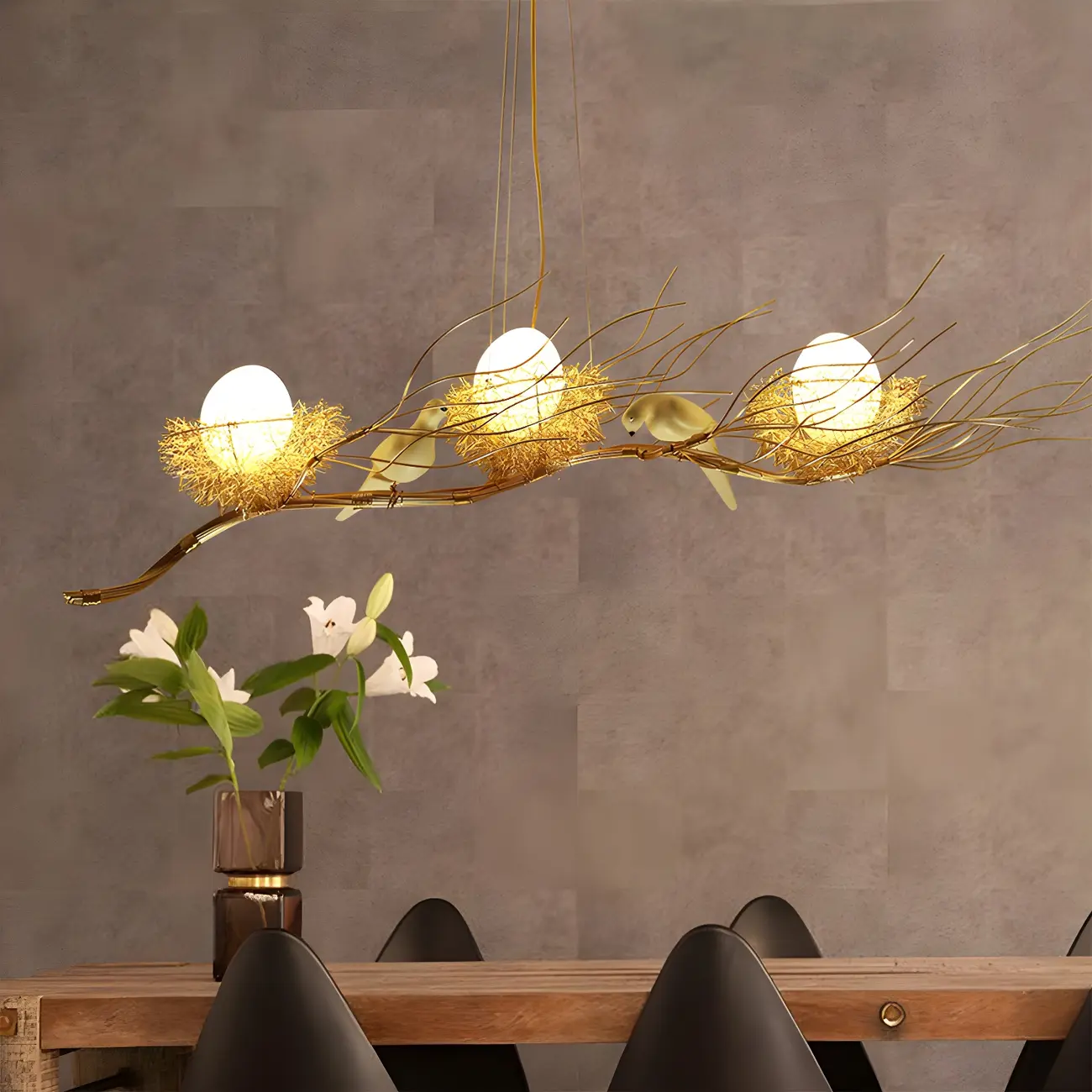 Modern Gold Metal Bird Decor Island Pendant Light Image - 3 | homeyfad