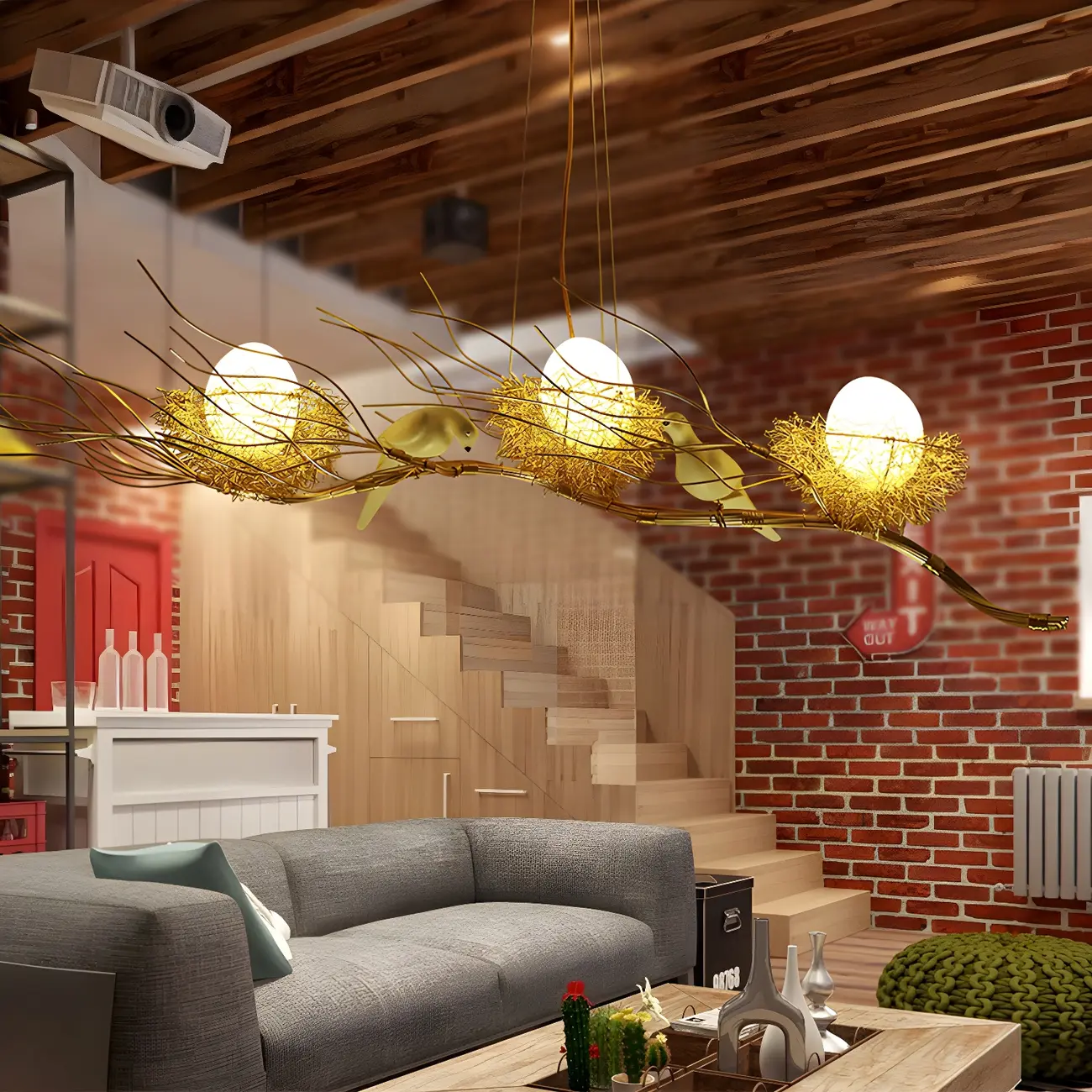 Modern Gold Metal Bird Decor Island Pendant Light Image - 2 | homeyfad