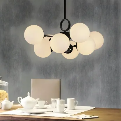 Modern Sputnik Chandelier with Frosted Glass Spheres Image - 2