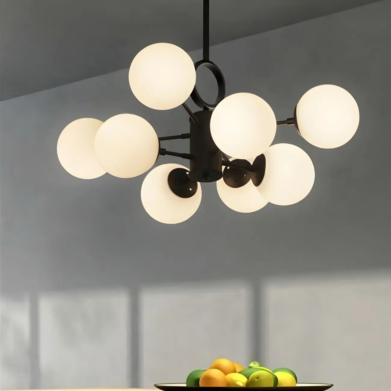 Modern Sputnik Chandelier with Frosted Glass Spheres Image - 1