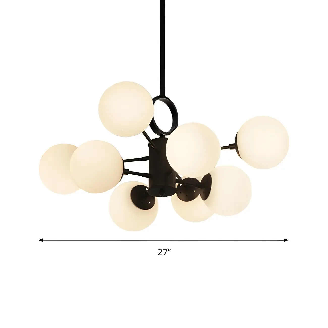 Modern Sputnik Chandelier with Frosted Glass Spheres Image - 7