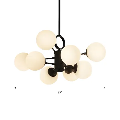 Modern Sputnik Chandelier with Frosted Glass Spheres Image - 7