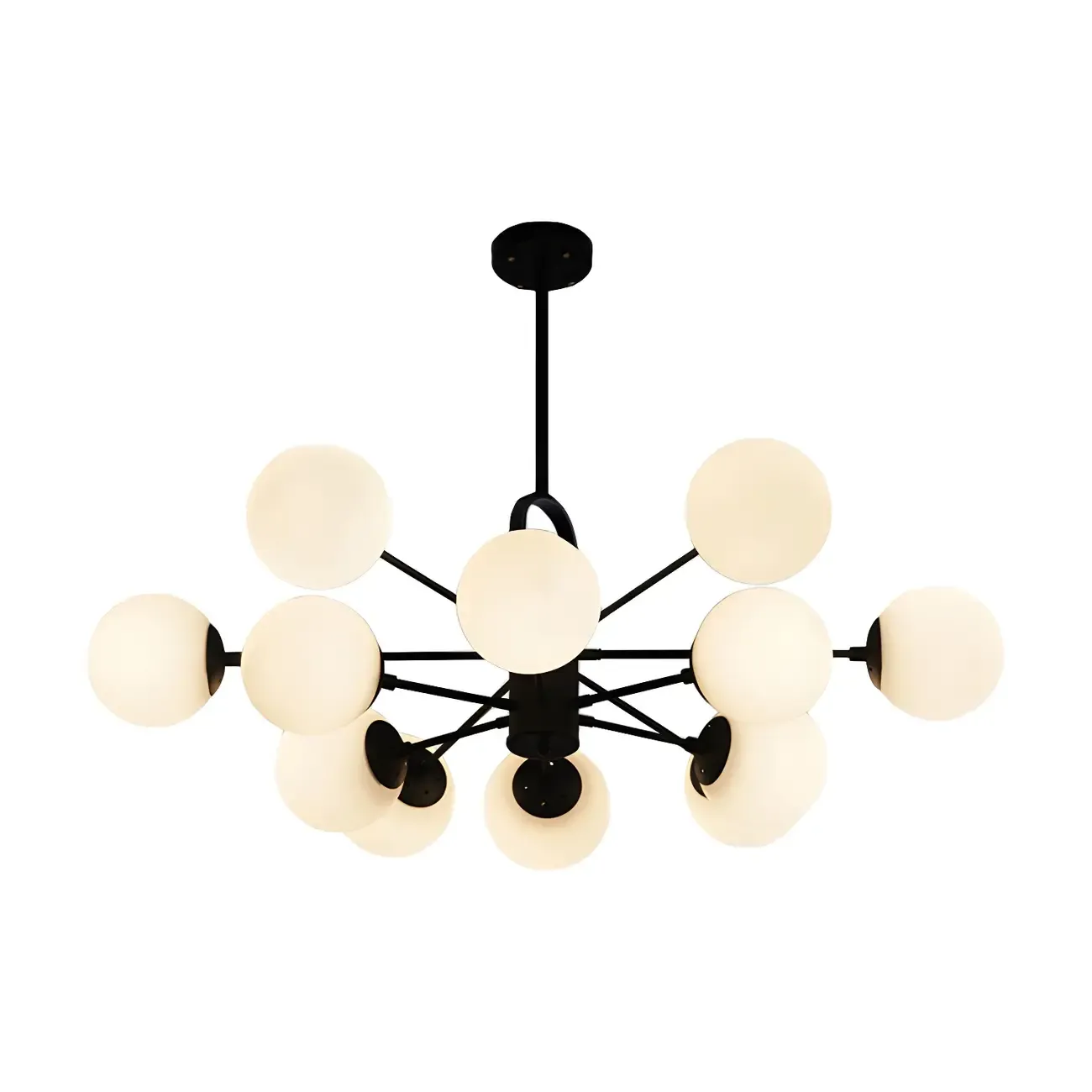 Modern Sputnik Chandelier with Frosted Glass Spheres Image - 8