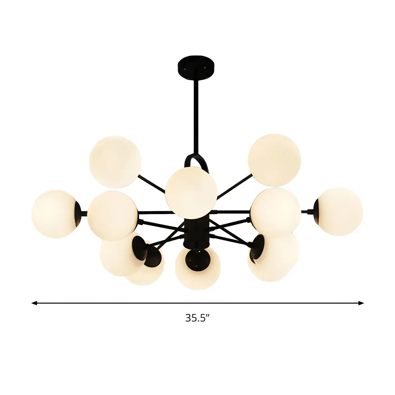 Modern Sputnik Chandelier with Frosted Glass Spheres Image - 9