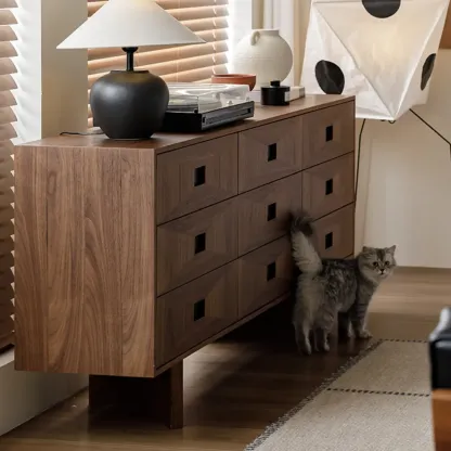 71" Contemporary 9-drawer Horizontal Wood Dresser Image - 2