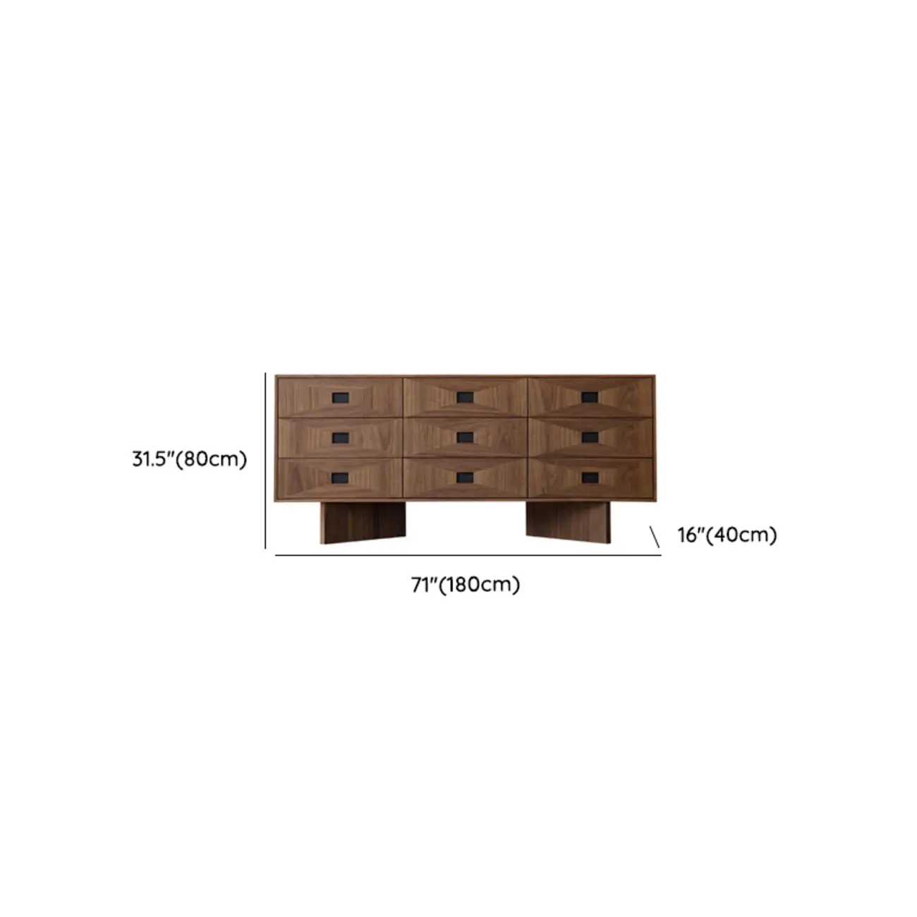 71" Contemporary 9-drawer Horizontal Wood Dresser #size | homeyfad