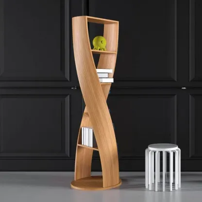 Contemporary Hourglass 5-tier Wooden Vertical Bookcase Image - 1