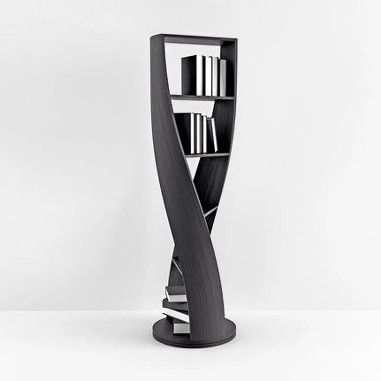 Contemporary Hourglass 5-tier Wooden Vertical Bookcase Image - 3 | homeyfad