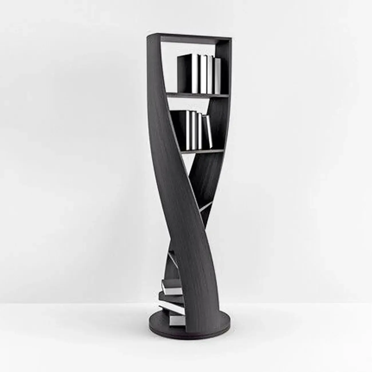 Contemporary Hourglass 5-tier Wooden Vertical Bookcase Image - 3