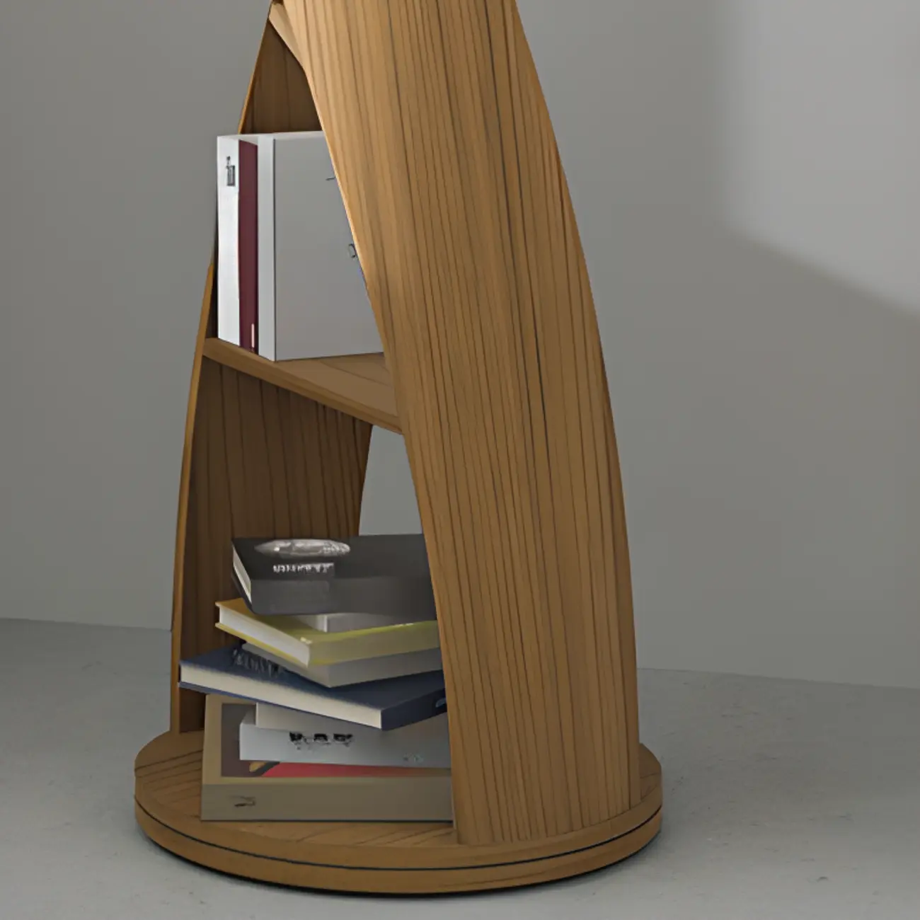 Contemporary Hourglass 5-tier Wooden Vertical Bookcase Image - 7 | homeyfad