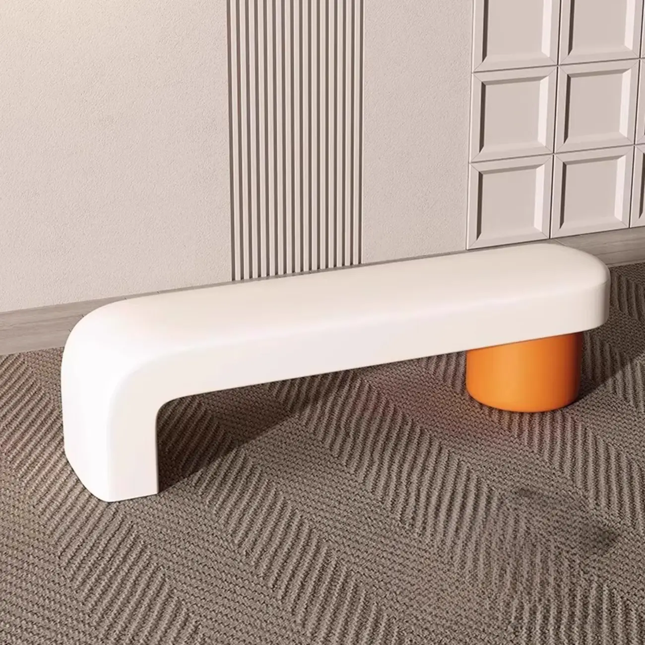 Postmodern L-shaped Padded Faux Leather Bedroom Bench Image - 7 | homeyfad