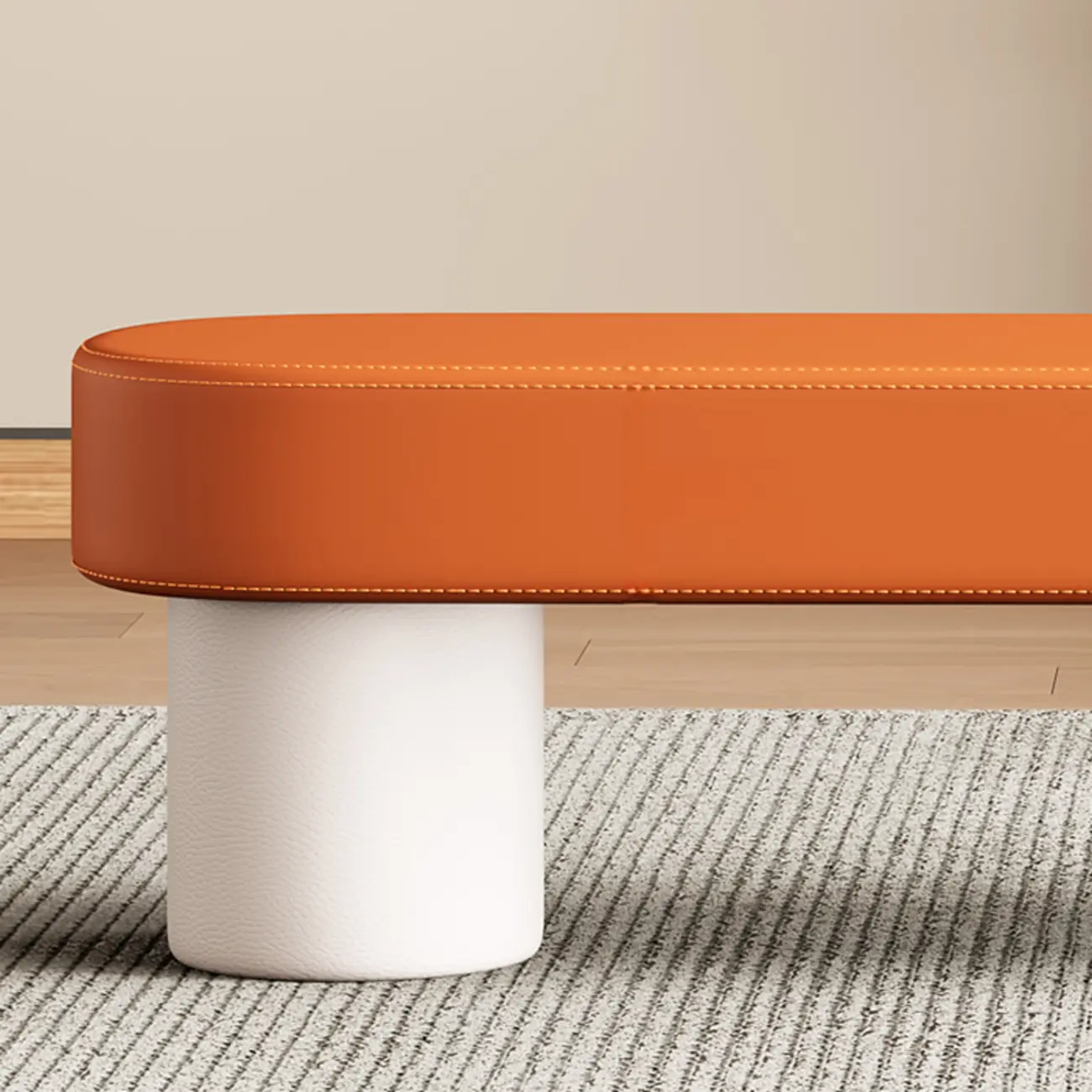 Postmodern L-shaped Padded Faux Leather Bedroom Bench Image - 8 | homeyfad