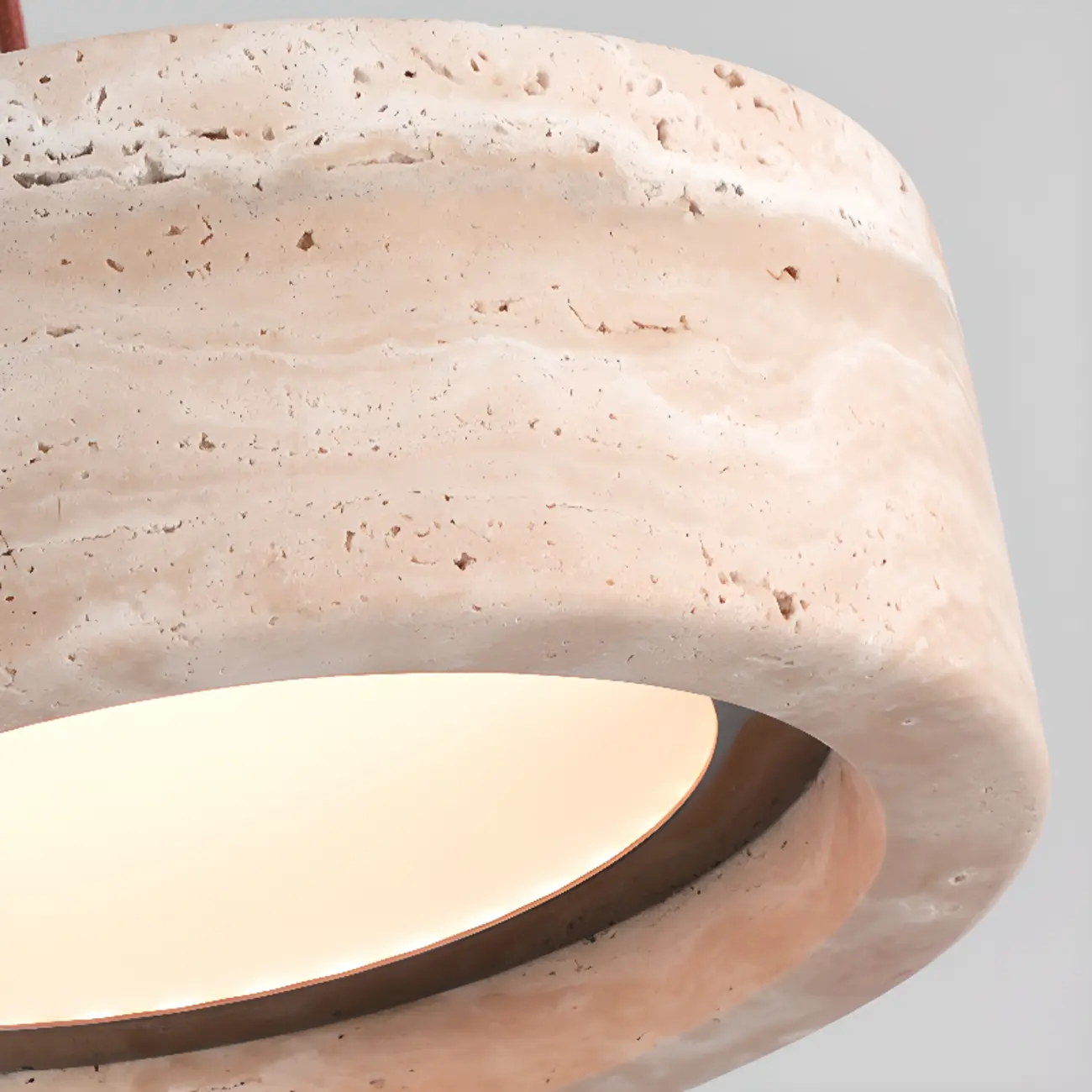 Organic Travertine Halo Shape Pendant Light Kitchen Island Image - 7 | homeyfad
