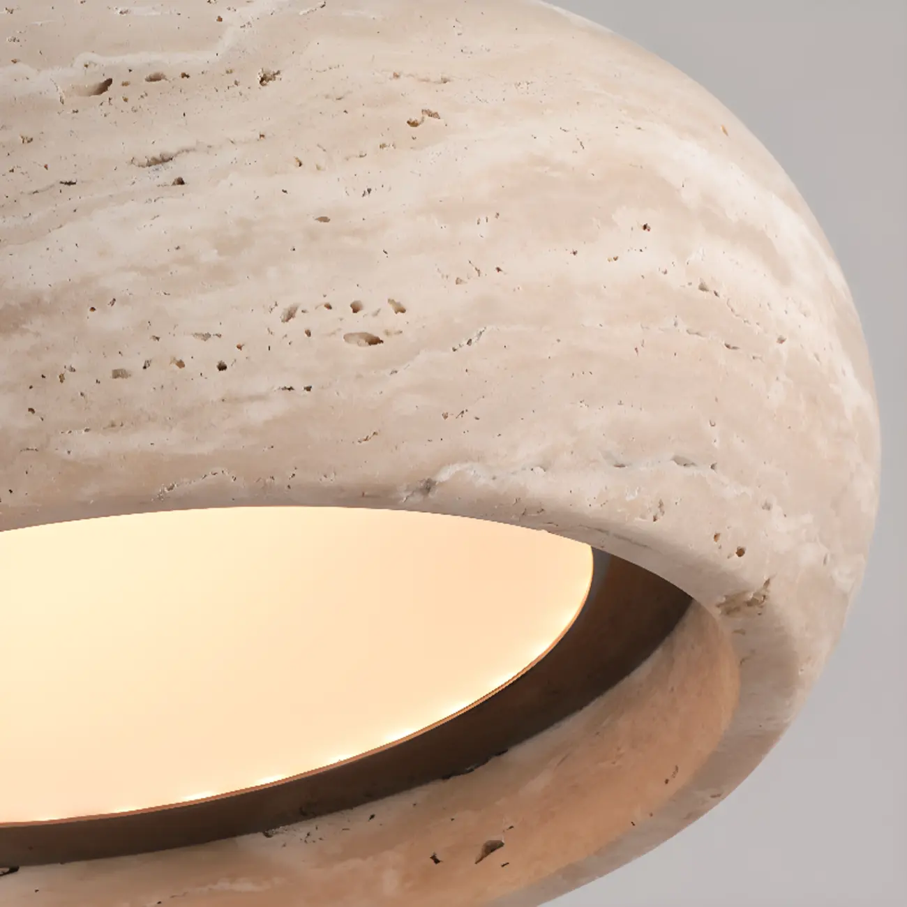 Organic Travertine Halo Shape Pendant Light Kitchen Island Image - 8 | homeyfad