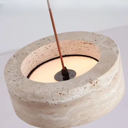 Organic Travertine Halo Shape Pendant Light Kitchen Island Image - 9