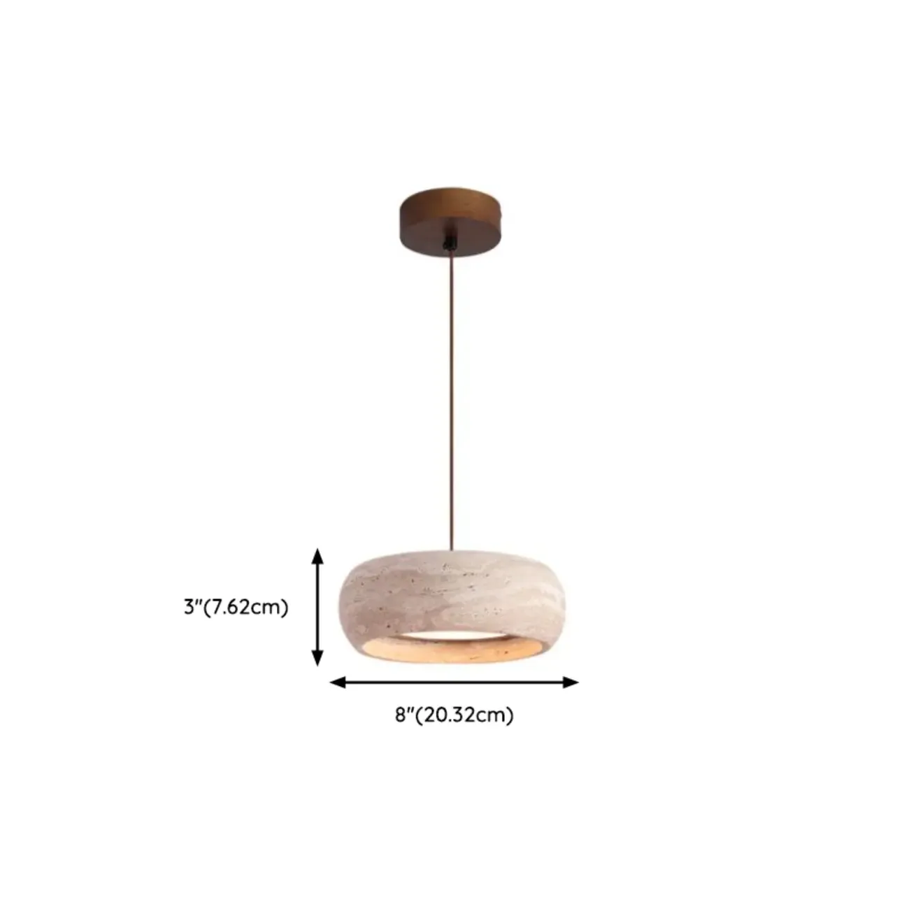 Organic Travertine Halo Shape Pendant Light Kitchen Island #size