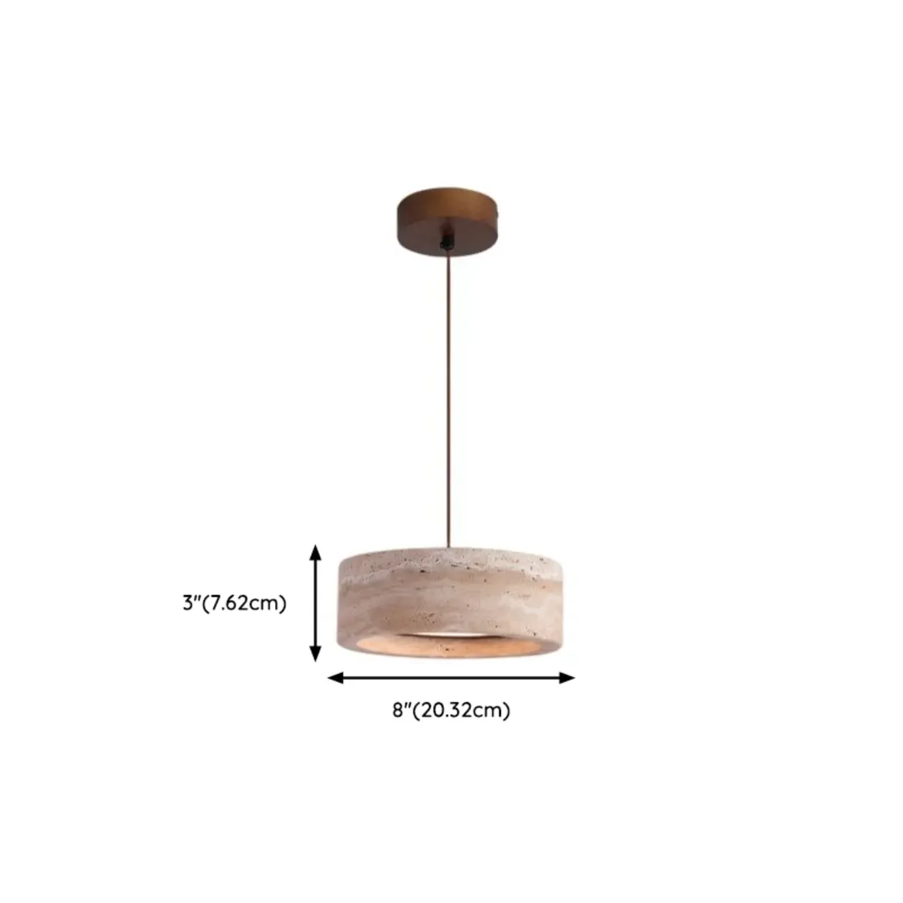 Organic Travertine Halo Shape Pendant Light Kitchen Island Image - 11