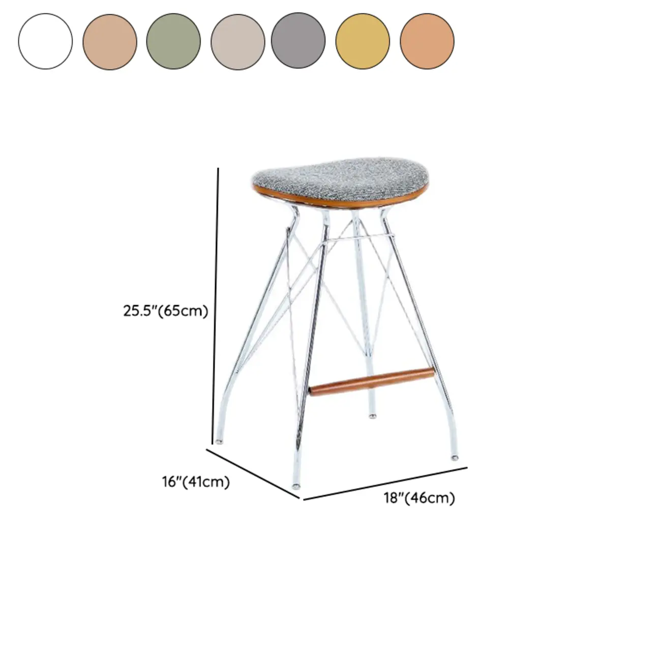 Mid Century Modern Fabric Backless Bar Stools With Footrest #size | homeyfad