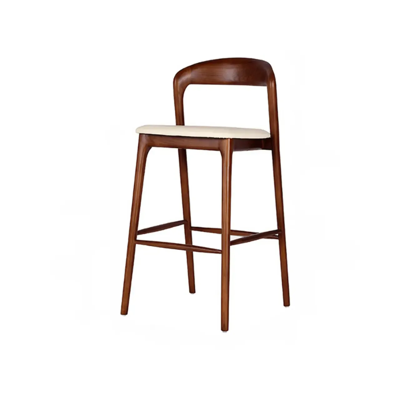 Counter Height Upholstered Armless Solid Wood Bar Stools Image - 3