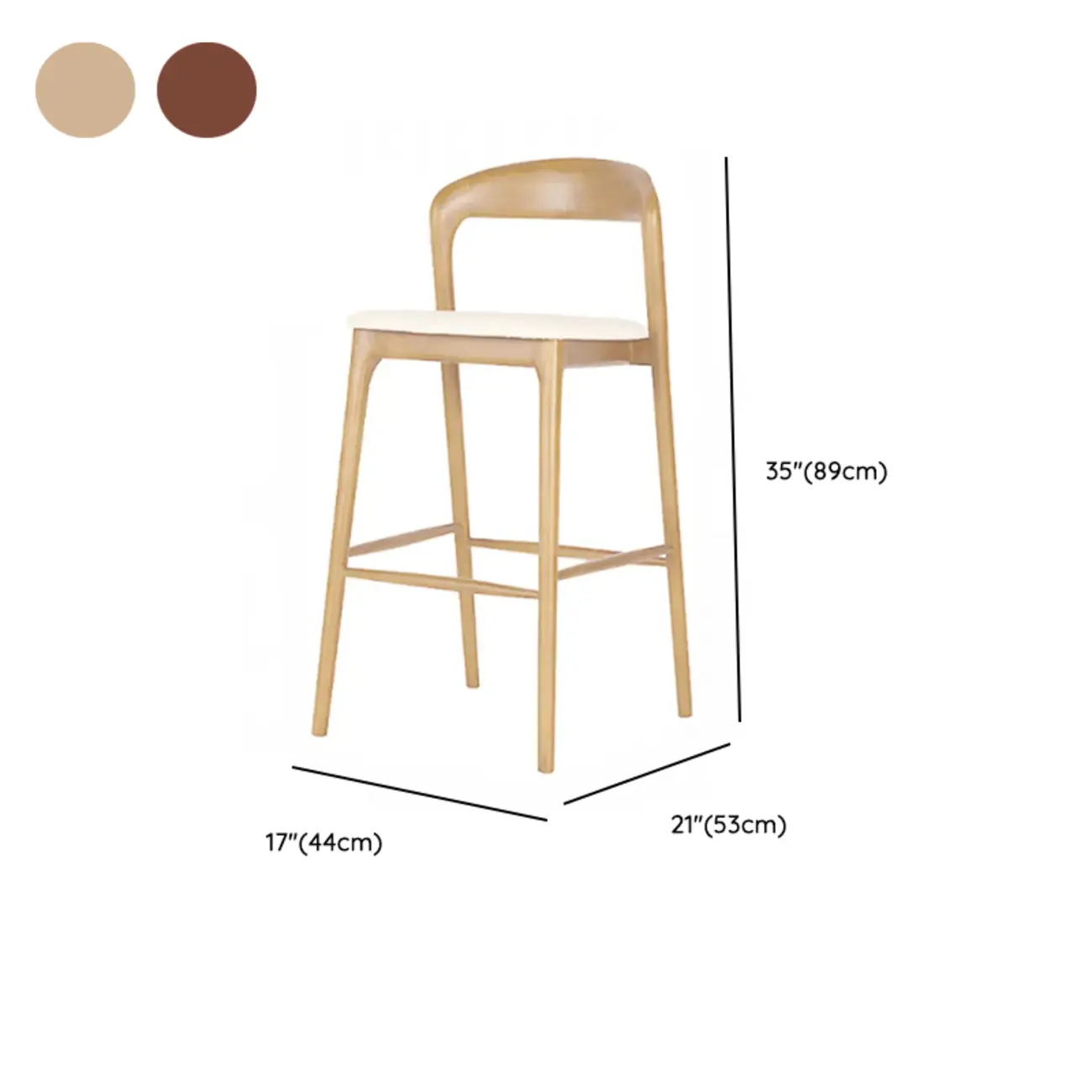 Counter Height Upholstered Armless Solid Wood Bar Stools Image - 9 | homeyfad