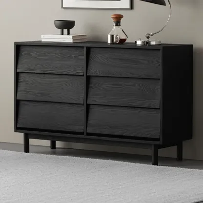 Charcoal Simplistic Ash Wood Double Dresser in Horizontal Orientation Image - 1