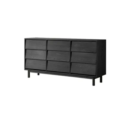 Charcoal Simplistic Ash Wood Double Dresser in Horizontal Orientation Image - 5