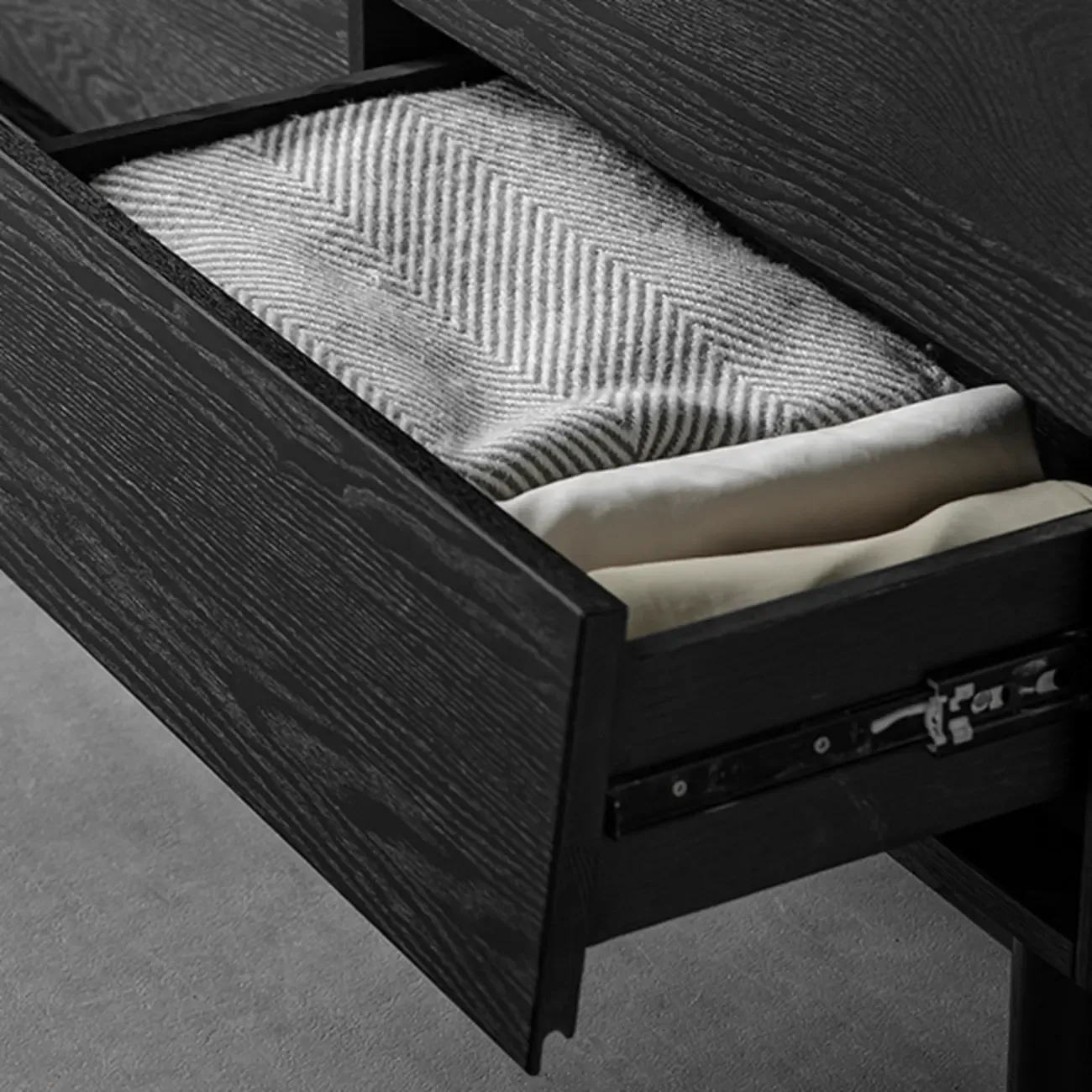 Charcoal Simplistic Ash Wood Double Dresser in Horizontal Orientation Image - 10