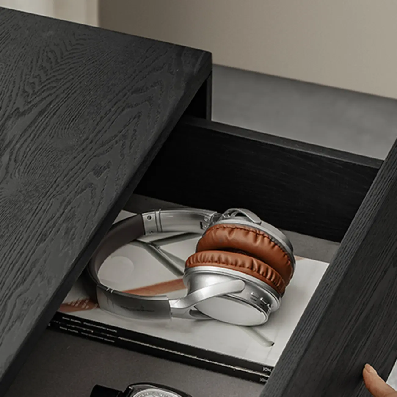 Charcoal Simplistic Ash Wood Double Dresser in Horizontal Orientation Image - 11 | homeyfad