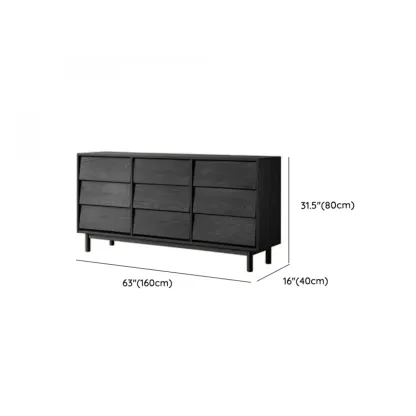 Charcoal Simplistic Ash Wood Double Dresser in Horizontal Orientation Image - 13