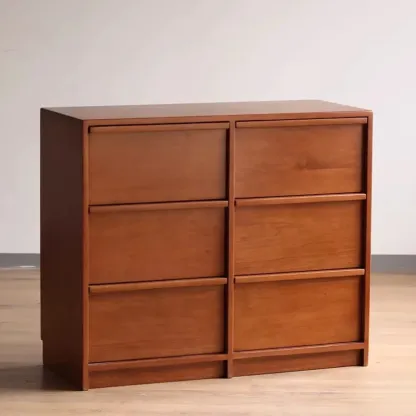 Brown Elegant Cherry Wood Horizontal Double Dresser Image - 4