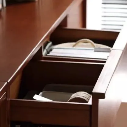 Brown Elegant Cherry Wood Horizontal Double Dresser Image - 7