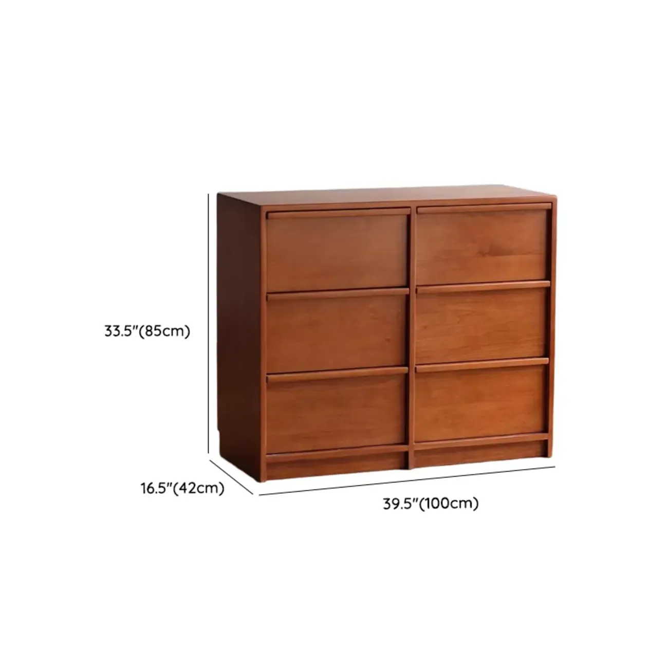 Brown Elegant Cherry Wood Horizontal Double Dresser #size