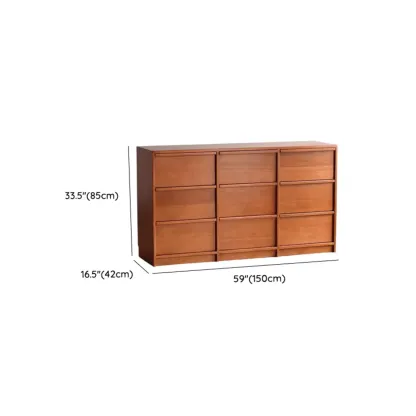 Brown Elegant Cherry Wood Horizontal Double Dresser Image - 12