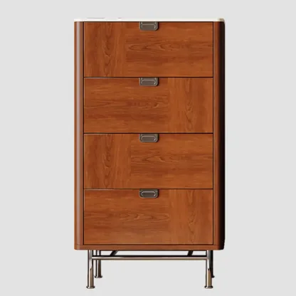 Horizontal 6-drawer Modern Brown Wood Double Dresser Image - 6