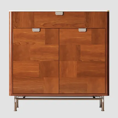 Horizontal 6-drawer Modern Brown Wood Double Dresser Image - 7