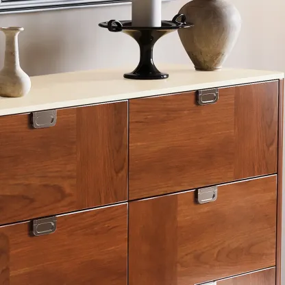 Horizontal 6-drawer Modern Brown Wood Double Dresser Image - 8