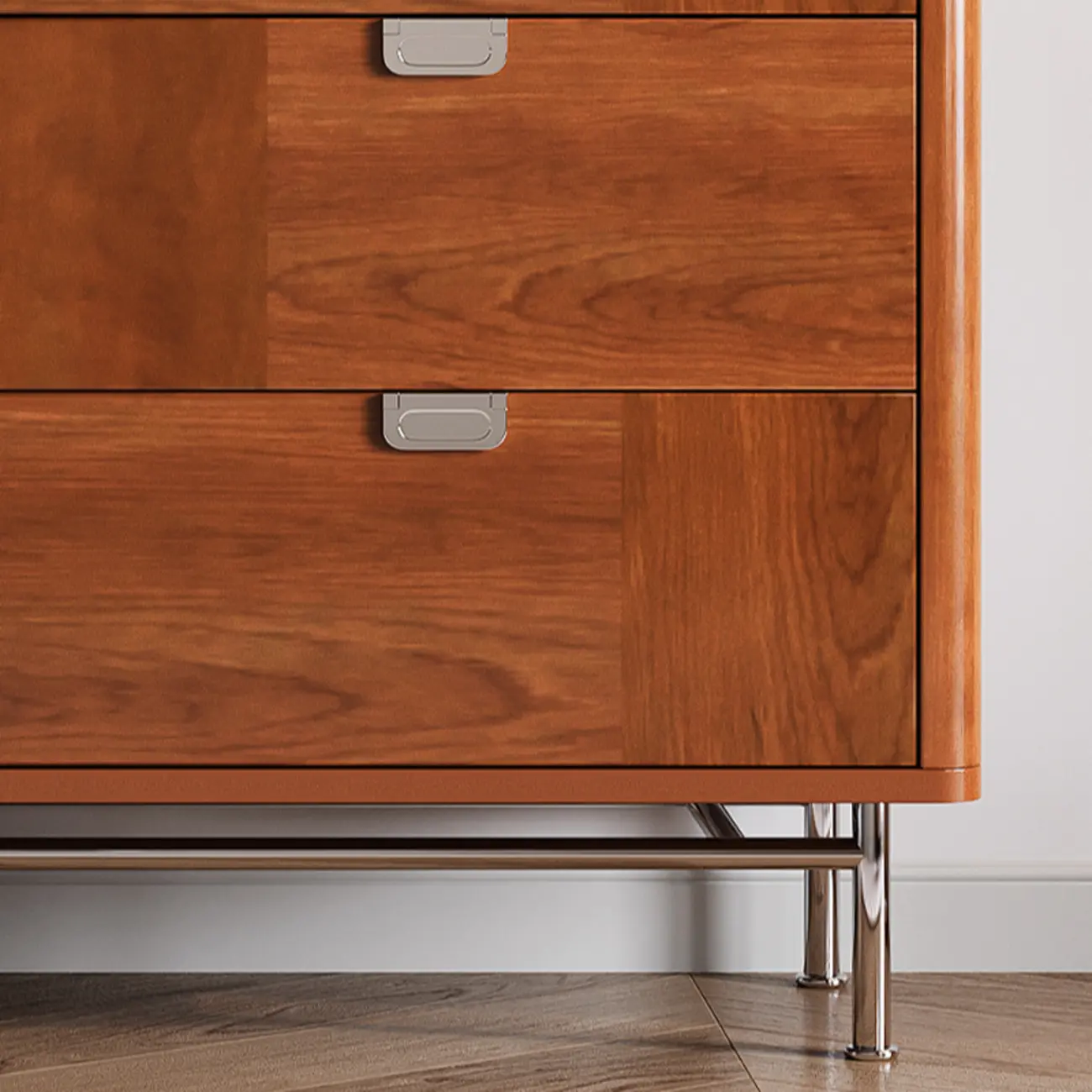 Horizontal 6-drawer Modern Brown Wood Double Dresser Image - 9 | homeyfad