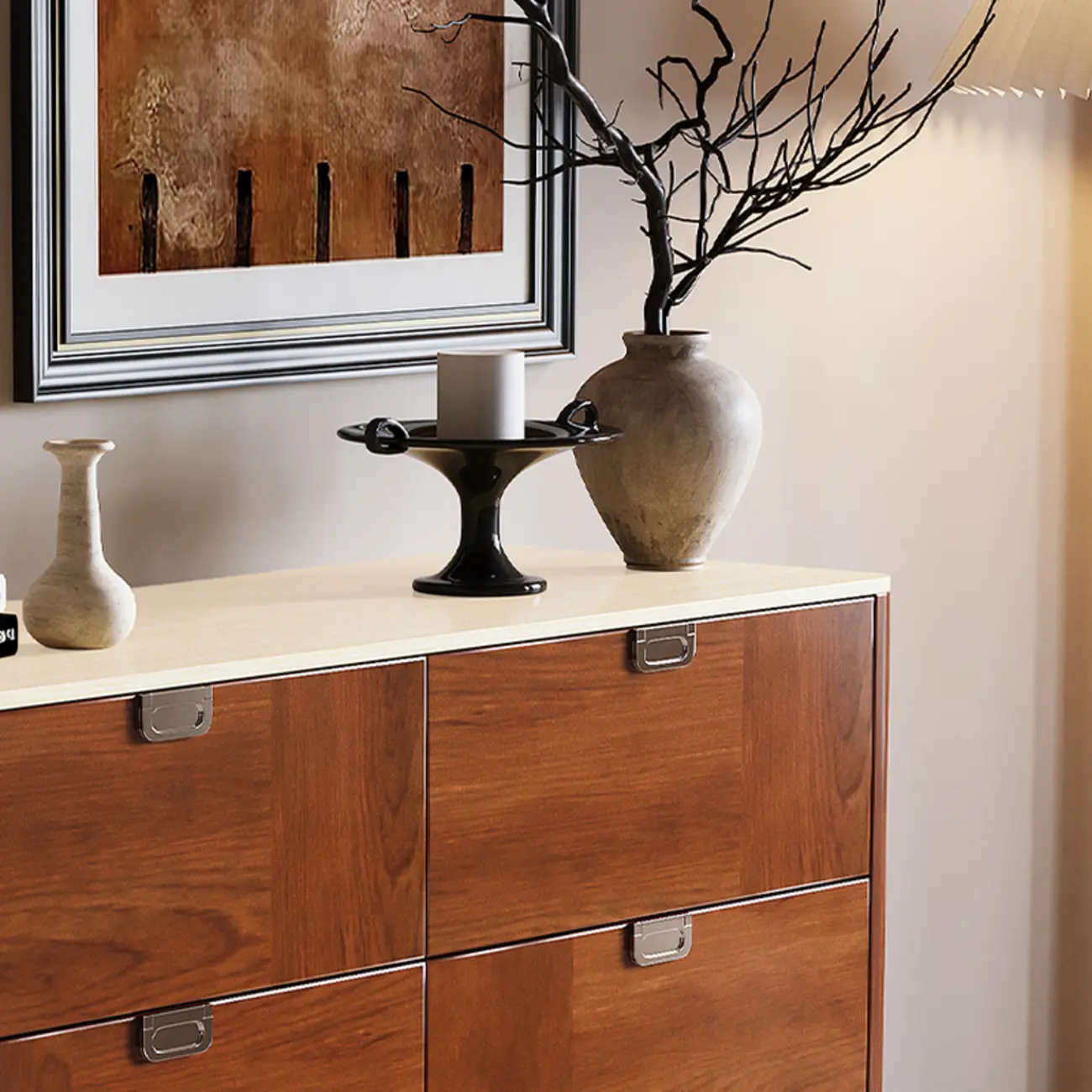 Horizontal 6-drawer Modern Brown Wood Double Dresser Image - 10 | homeyfad