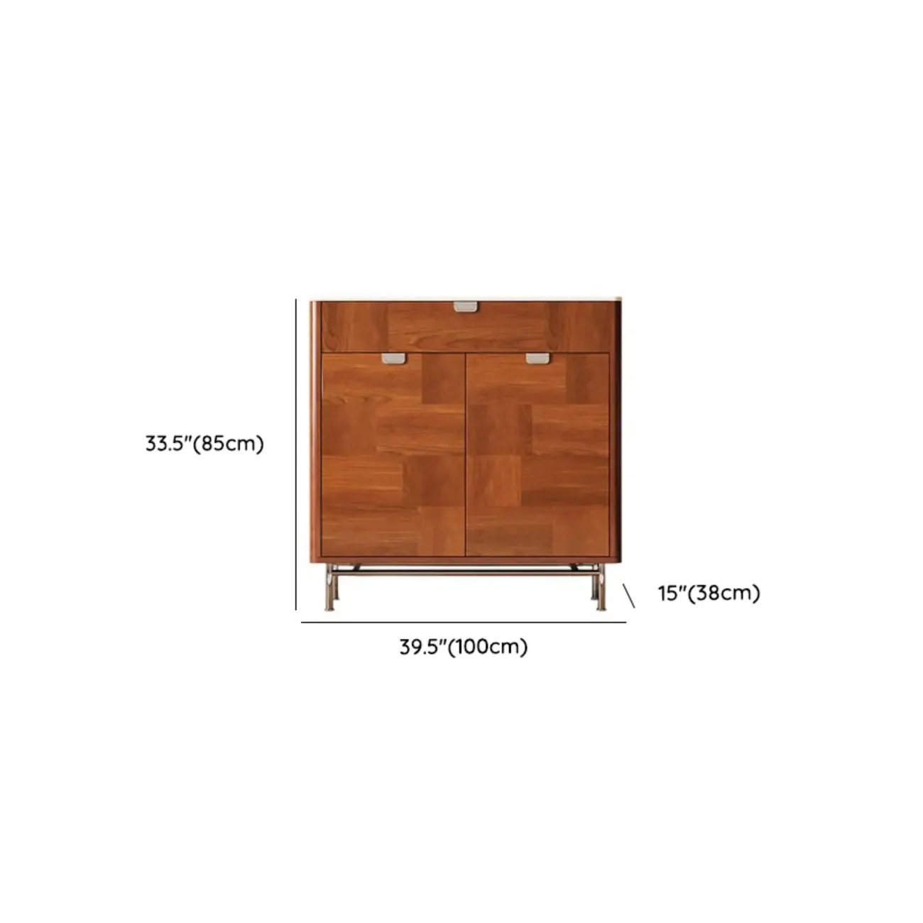 Horizontal 6-drawer Modern Brown Wood Double Dresser #size