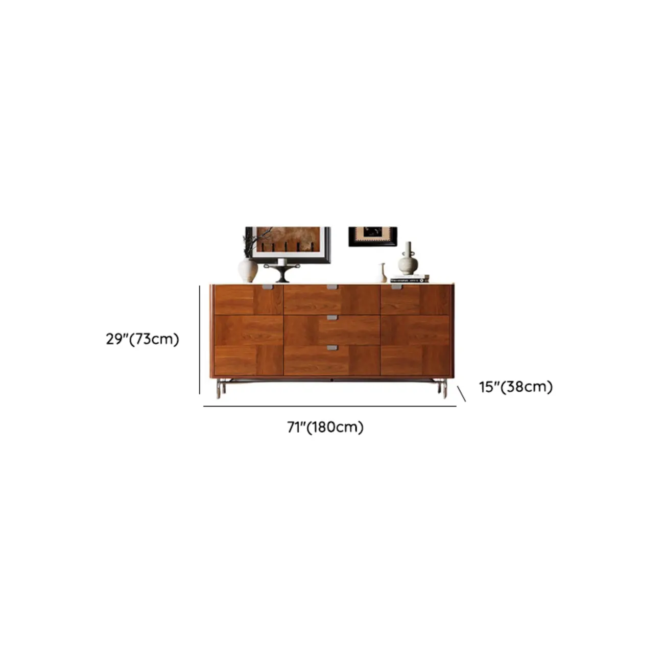 Horizontal 6-drawer Modern Brown Wood Double Dresser Image - 14 | homeyfad