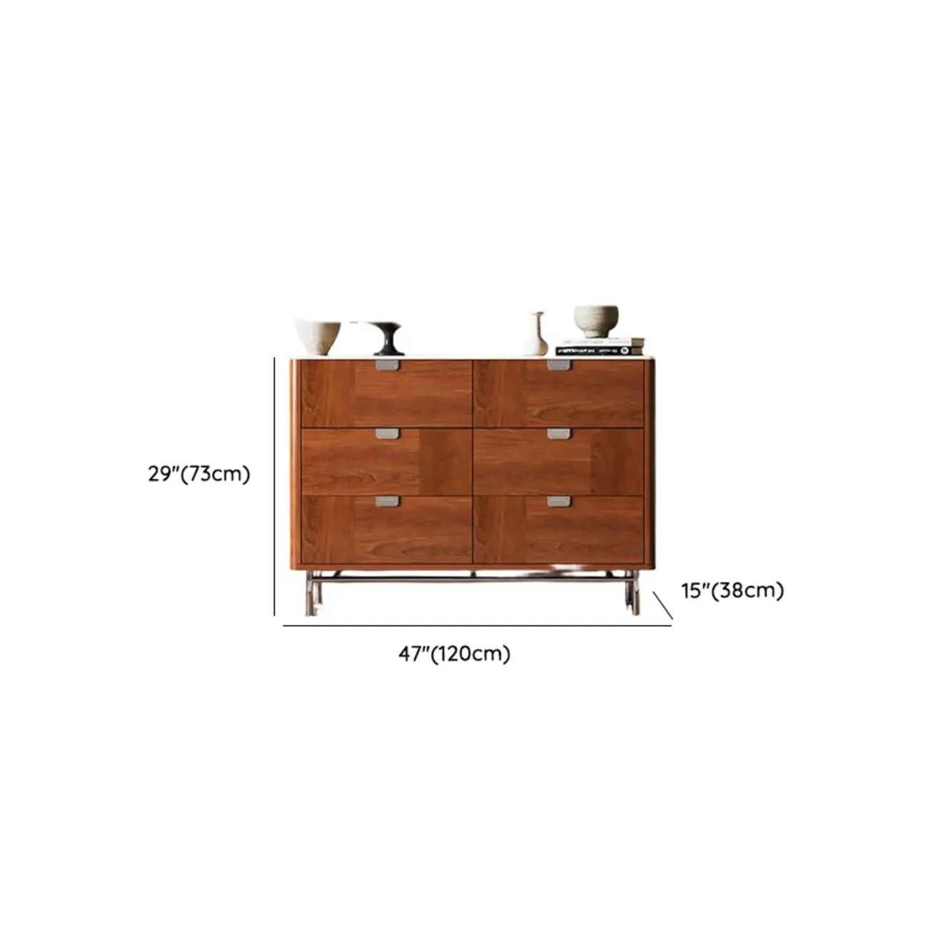Horizontal 6-drawer Modern Brown Wood Double Dresser Image - 15 | homeyfad