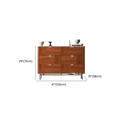 Horizontal 6-drawer Modern Brown Wood Double Dresser Image - 15