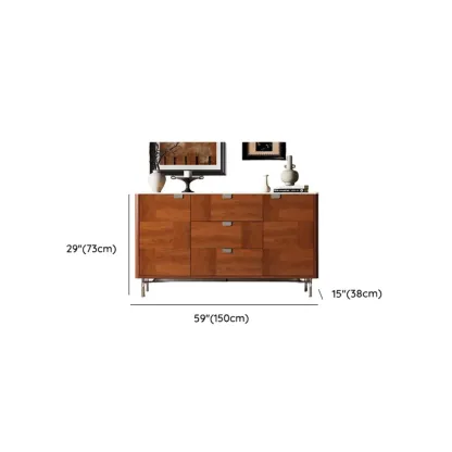 Horizontal 6-drawer Modern Brown Wood Double Dresser Image - 16