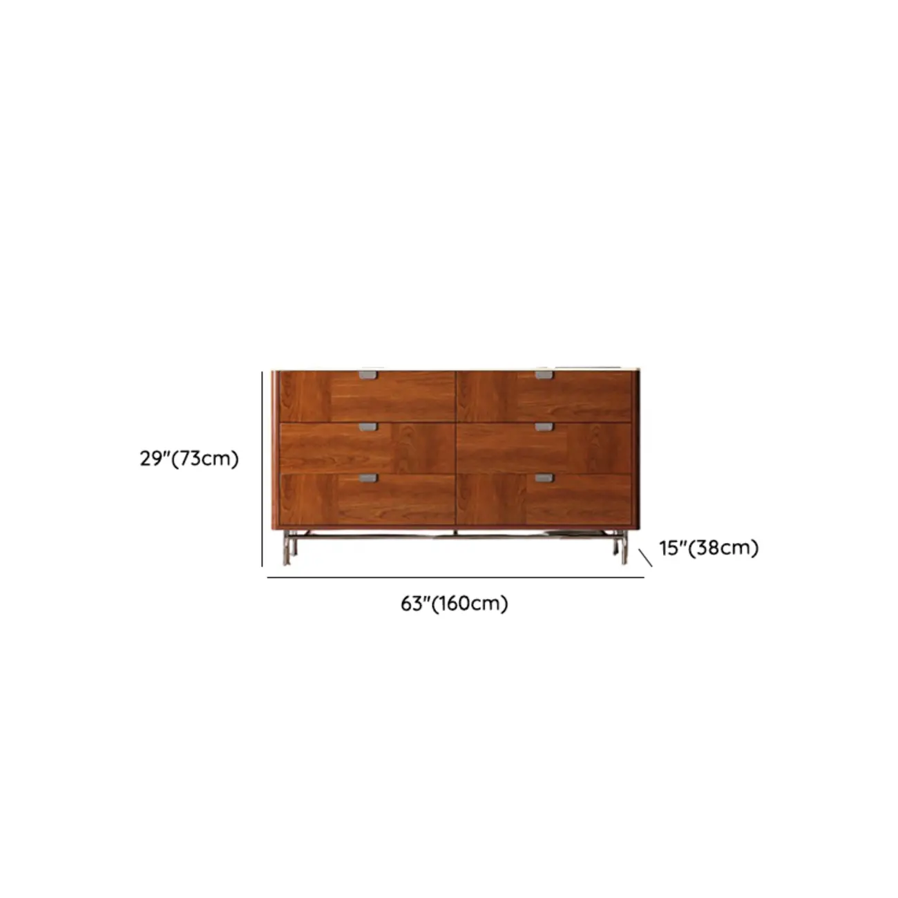 Horizontal 6-drawer Modern Brown Wood Double Dresser Image - 18 | homeyfad