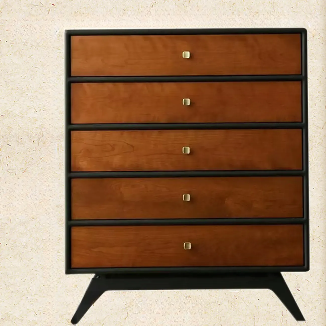 Horizontal Brown 6-drawer Modern Wood Double Dresser Image - 7