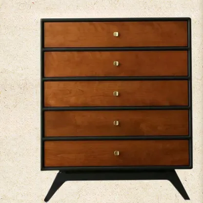 Horizontal Brown 6-drawer Modern Wood Double Dresser Image - 7