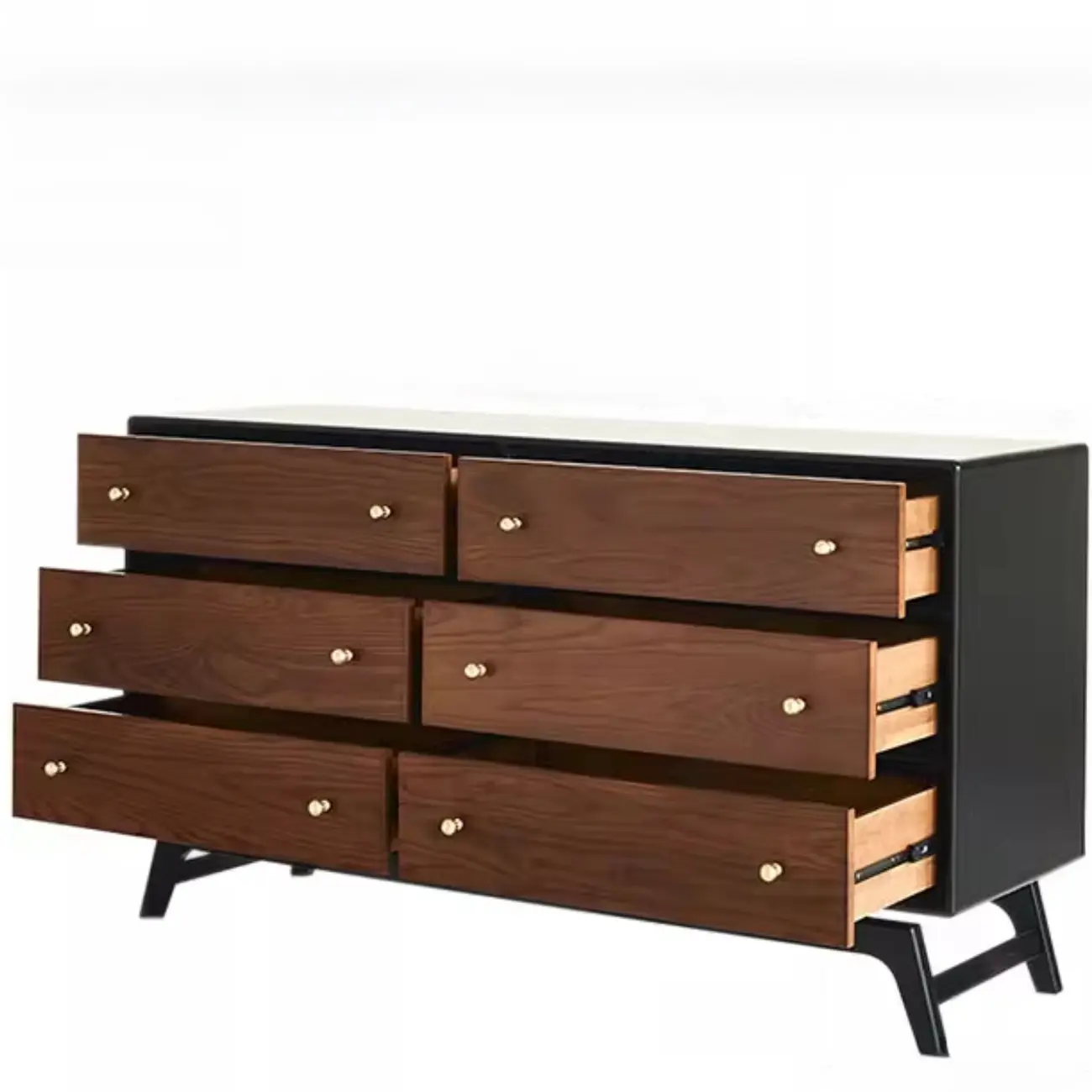 Horizontal Brown 6-drawer Modern Wood Double Dresser Image - 8 | homeyfad